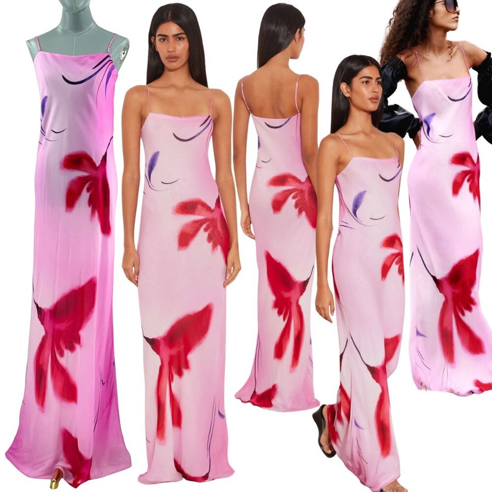 🆕 RAT & BOA 🧿 NWOT Alici Pink Floral Column Dress, Sz L